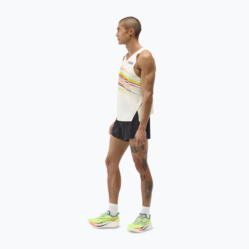 Pánske bežecké tričko HOKA Race Day Singlet alabaster flare 2