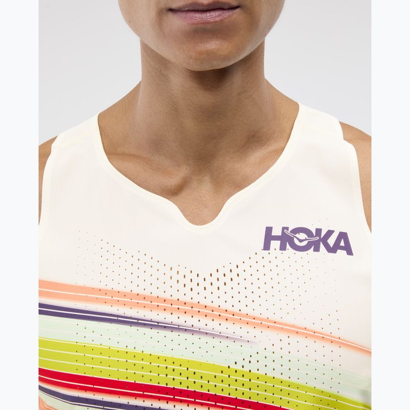 Pánske bežecké tričko HOKA Race Day Singlet alabaster flare 4