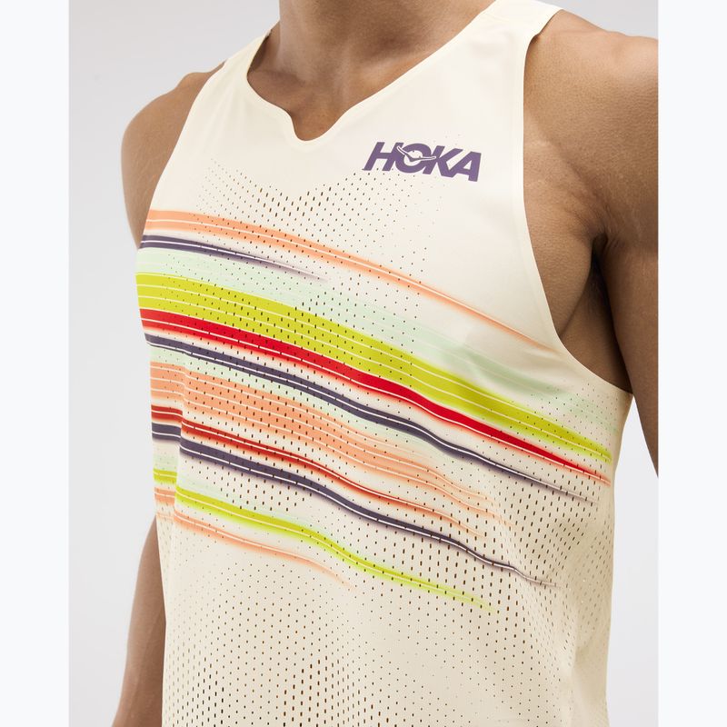 Pánske bežecké tričko HOKA Race Day Singlet alabaster flare 6