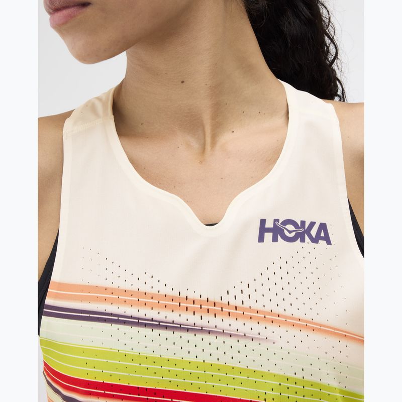 Dámske bežecké tričko HOKA Race Day Singlet alabaster flare 4