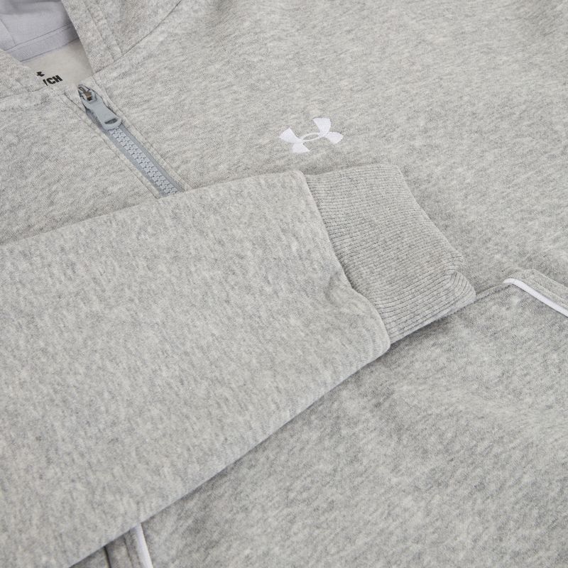 Ženska dukserica Under Armour Rival Fleece Piped HZ Hoodie modra siva svijetla heather/bijela 6