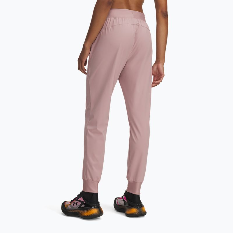 Damske treningové nohavice Under Armour Sport High Rise Woven tourmaline pink/maroon mist 3