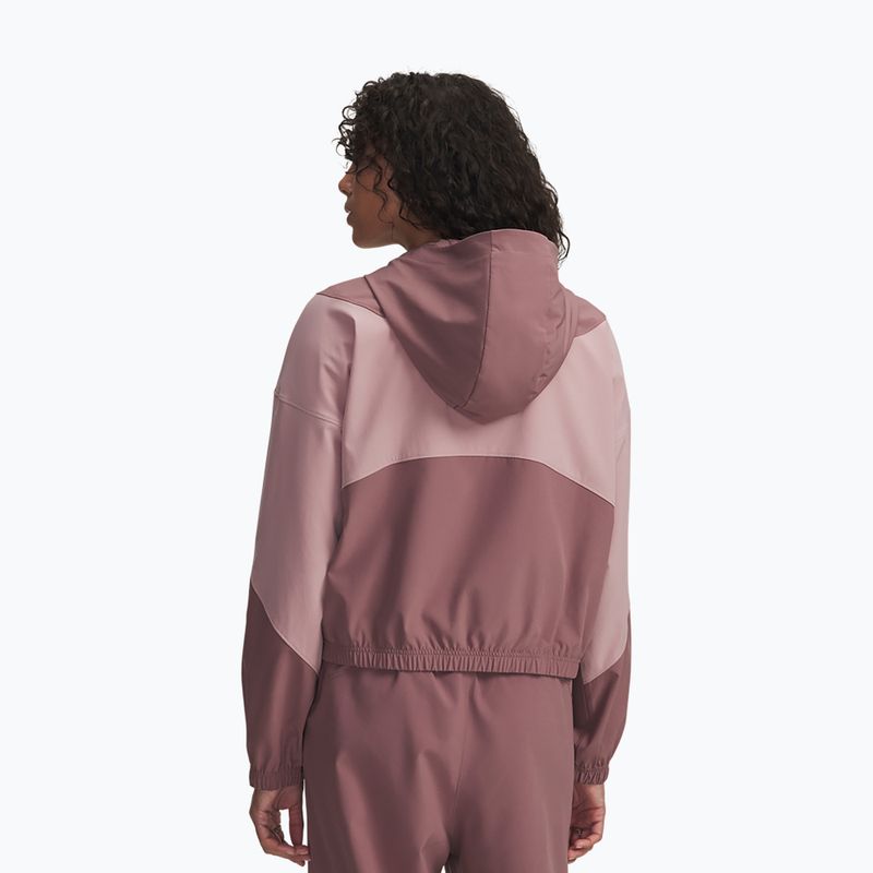 Dámska bunda Under Armour Rival Woven Hoody maroon mist tourmaline pink/maroon mist 2