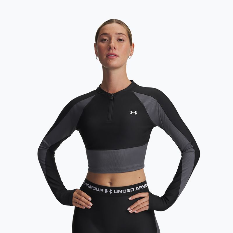 Dámské tréninkové longsleeve Under Armour HeatGear Rib 1/4 Zip černá/šedá/bílá