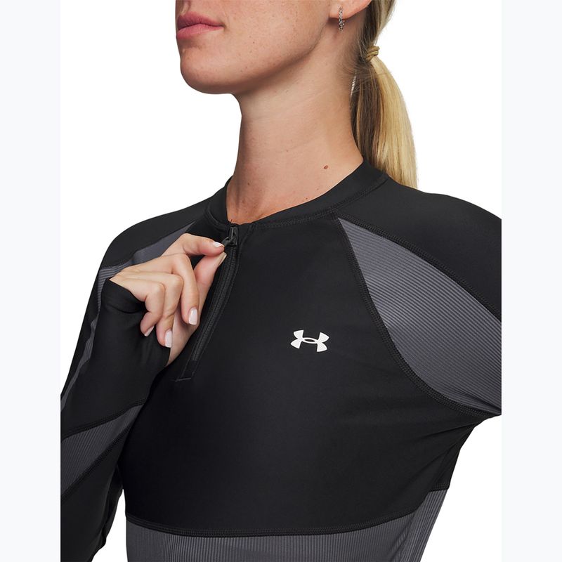 Dámské tréninkové longsleeve Under Armour HeatGear Rib 1/4 Zip černá/šedá/bílá 3