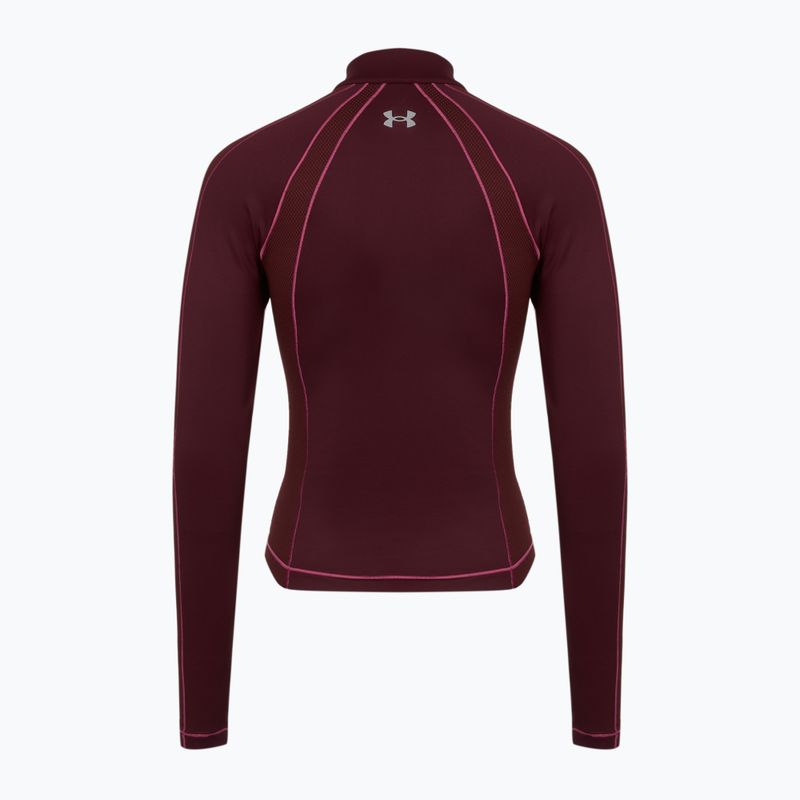 Pánske tričko Under Armour ColdGear Textured 1/2 Zip dark maroon/fuchsia dusk/metallic silver 2