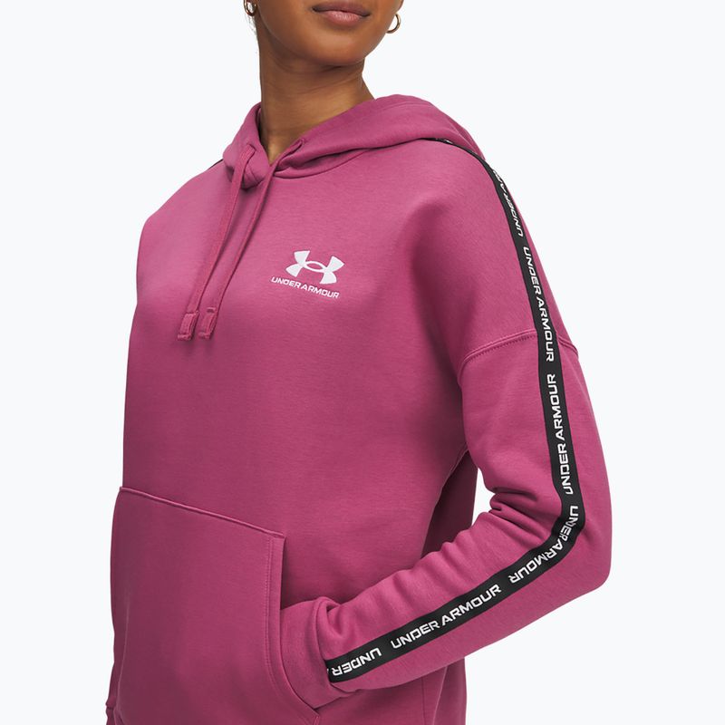Dámska mikina Under Armour Icon Fleece Taped Hoody fuchsia dusk/white 3