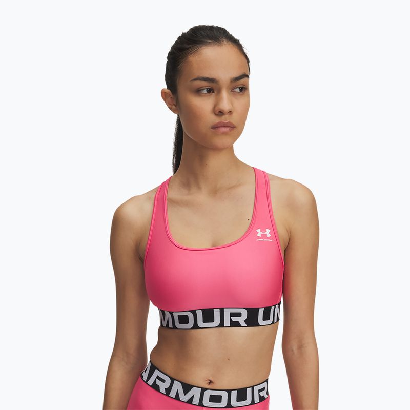 Treningový podprsenka Under Armour HG Authentics Mid Branded super pink/white