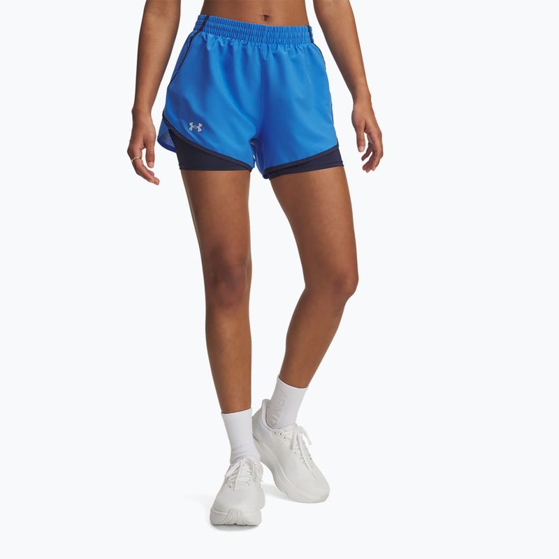 Dámske bežecké šortky Under Armour Fly By 2in1 blue atlantis/washed navy/reflective