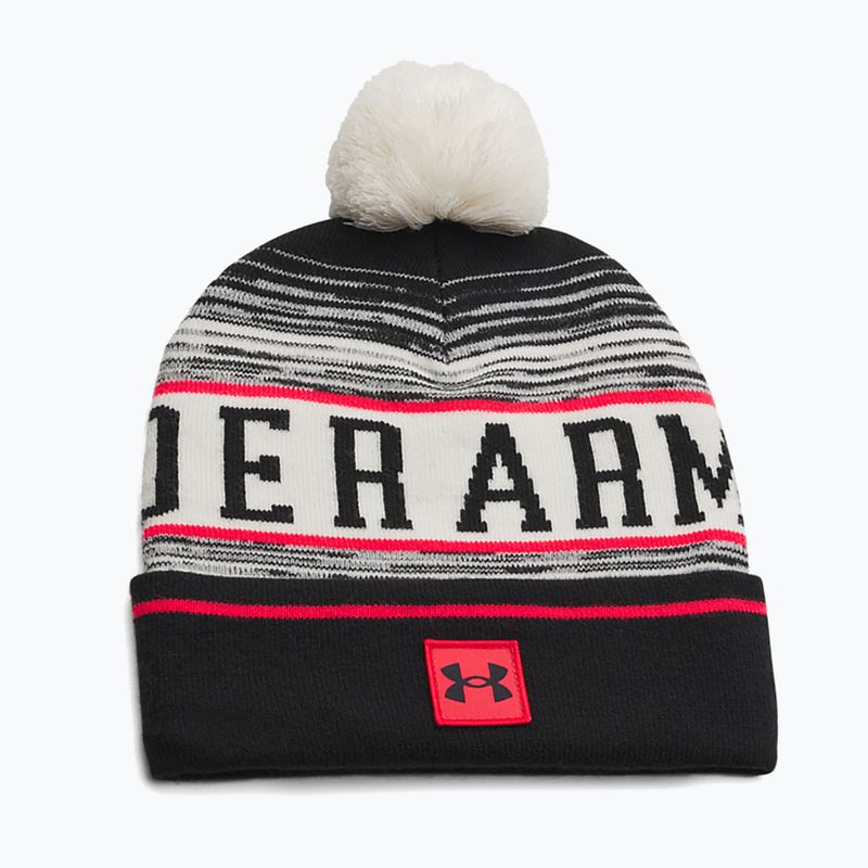 Pánska zimná čiapka Under Armour Halftime Pom Beanie stone/racer red/black
