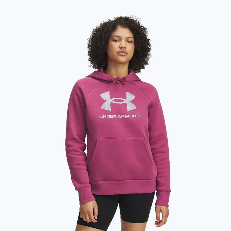 Damska bluza Under Armour Rival Feelce Shimmer Hoody fuksjowa zmierzch/irysowy blask
