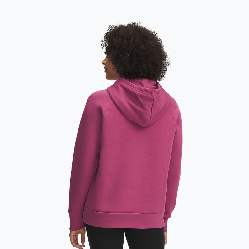 Damska bluza Under Armour Rival Feelce Shimmer Hoody fuksjowa zmierzch/irysowy blask 2