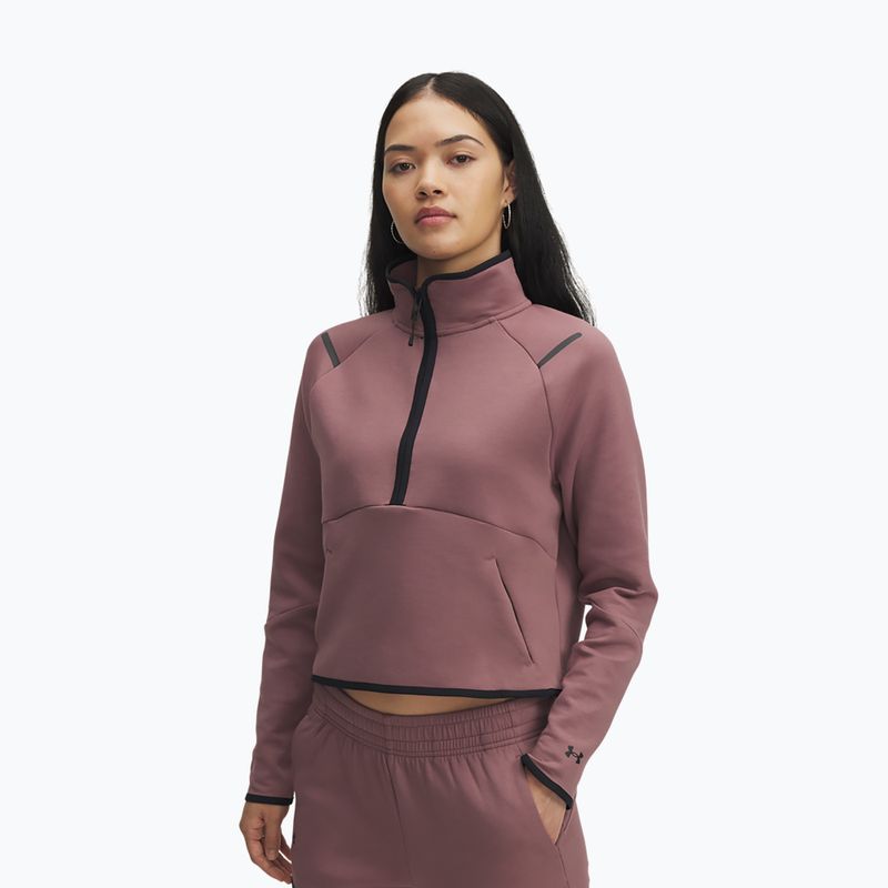 Dámska tréningová mikina Under Armour Unstoppable Fleece HZ maroon mist/black
