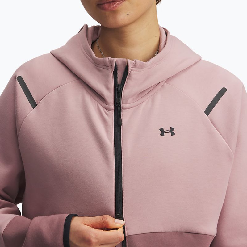 Dámska mikina Under Armour Unstoppable Fleece HZ tourmaline pink/maroon mist/black 3
