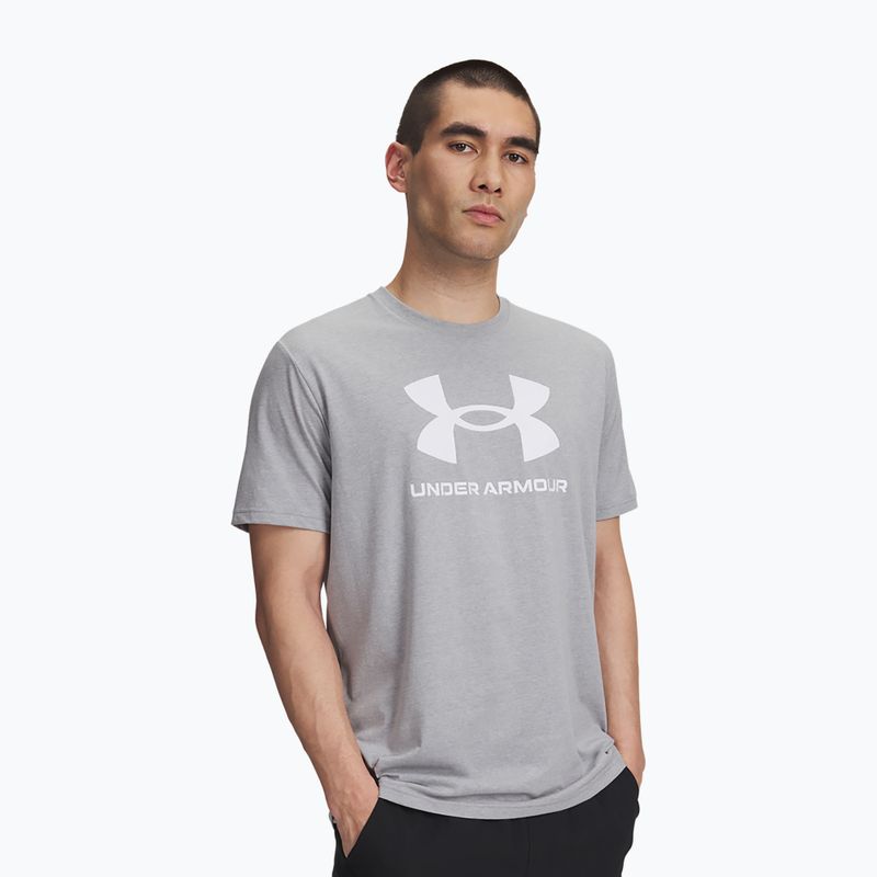 Pánske tričko Under Armour Sportstyle Logo Update steel light heather/white