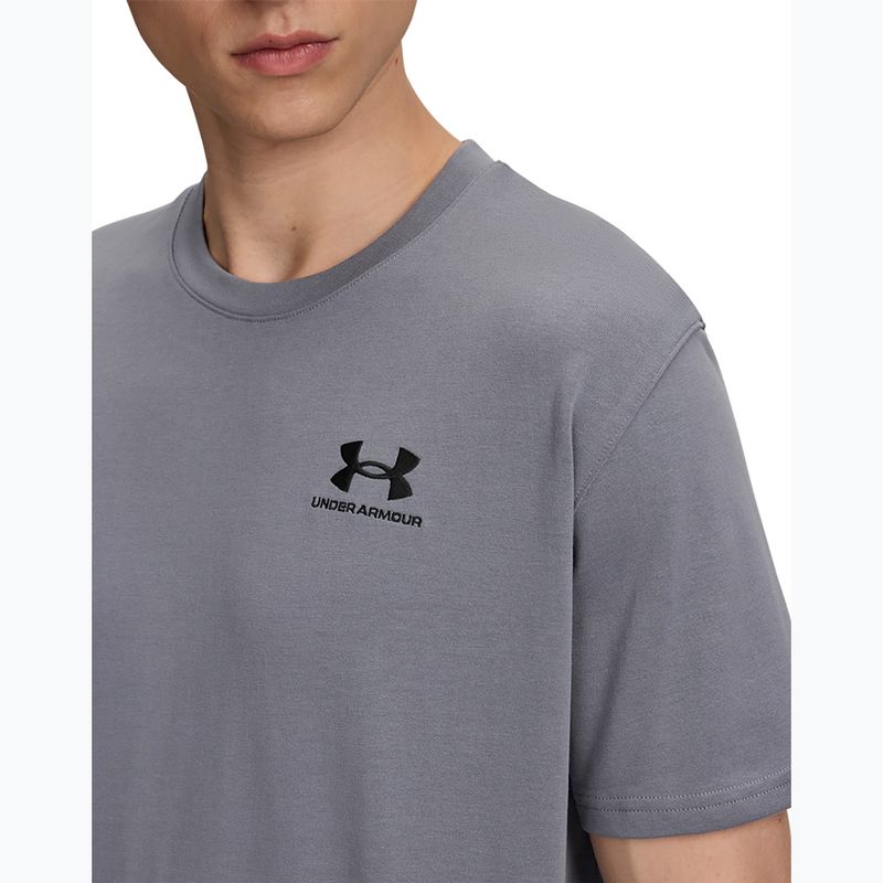 Pánske tréningové tričko Under Armour Logo Emb Heavyweight titan gray/black 3
