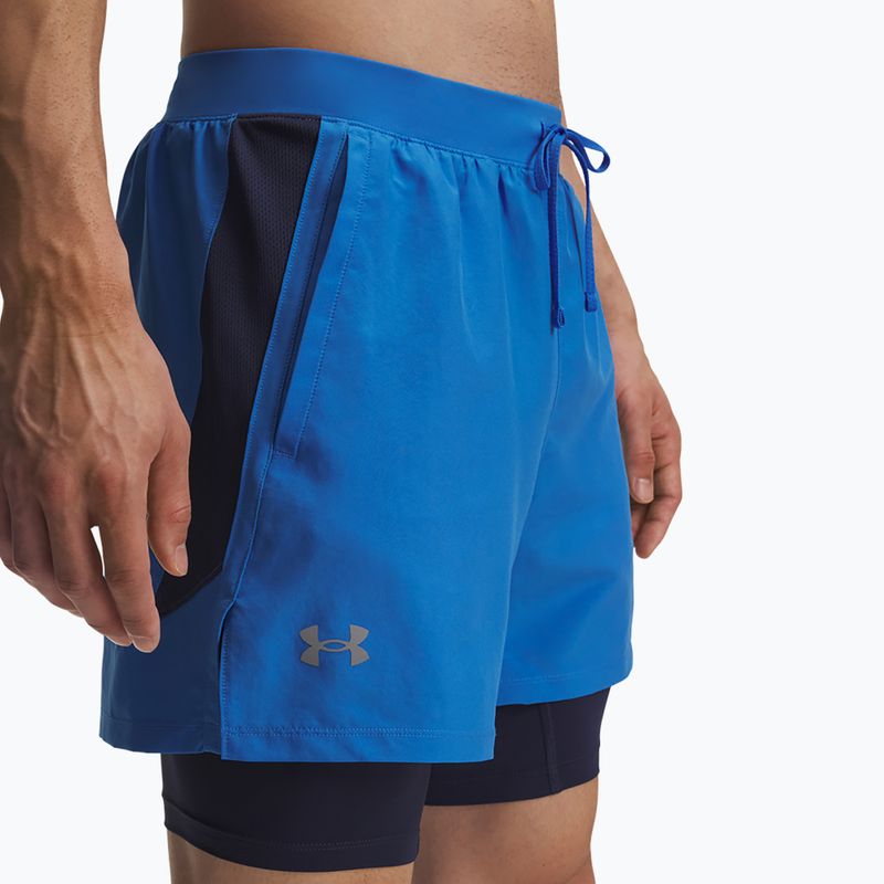 Pánske bežecké kraťasy Under Armour Launch 5" 2in1 blue atlantis/washed navy/reflective 4