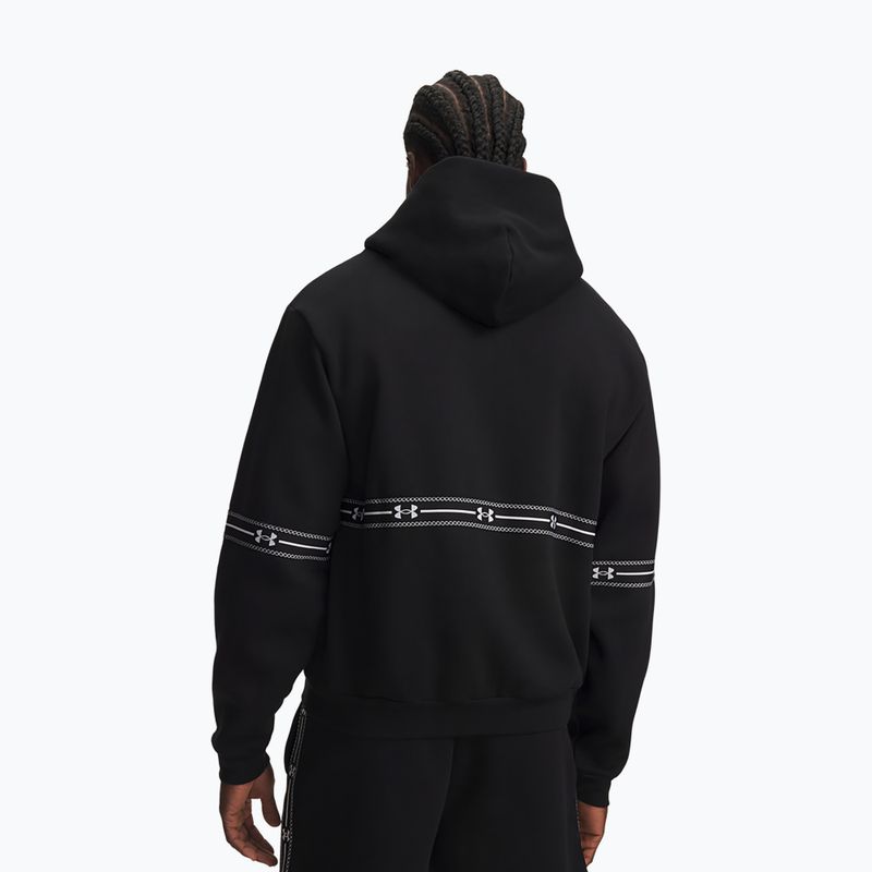 Pánska mikina Under Armour Icon Fleece Taped Full Zip ultimate black/white 2