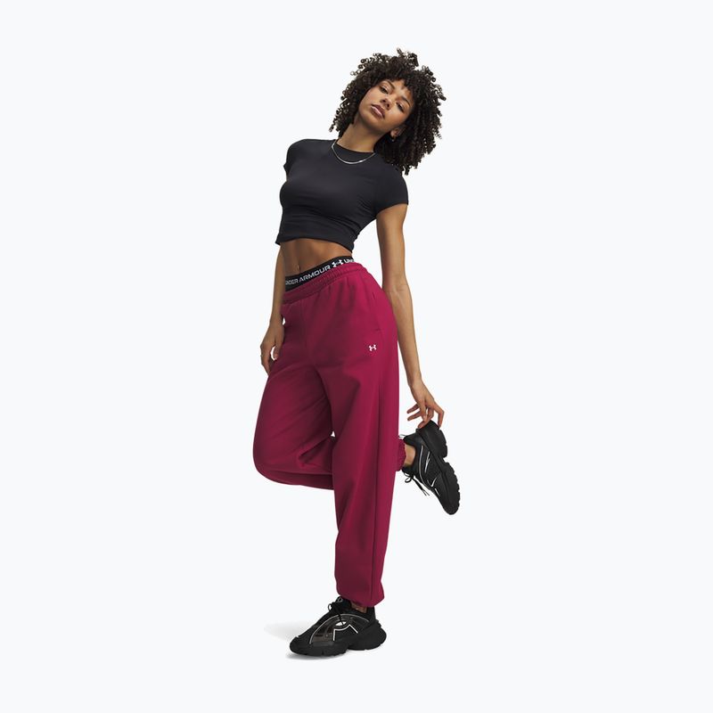 Dámske nohavice Under Armour Icon Fleece Gym Pant claret/white 2