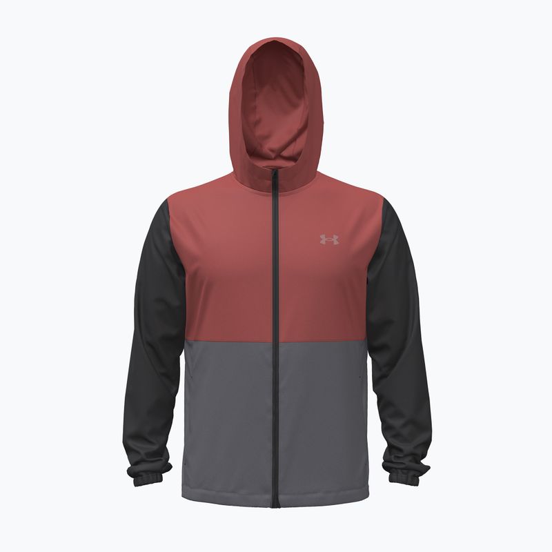 Pánska bežecká bunda Under Armour Velociti Hooded Jacket ultimate black/heritage red/reflective
