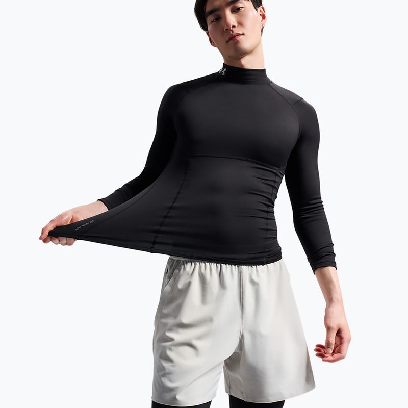Pánske tréningové tričko longsleeve Under Armour Coldgear Elite Comp Mock ultimate black/ultimate black/reflective 4