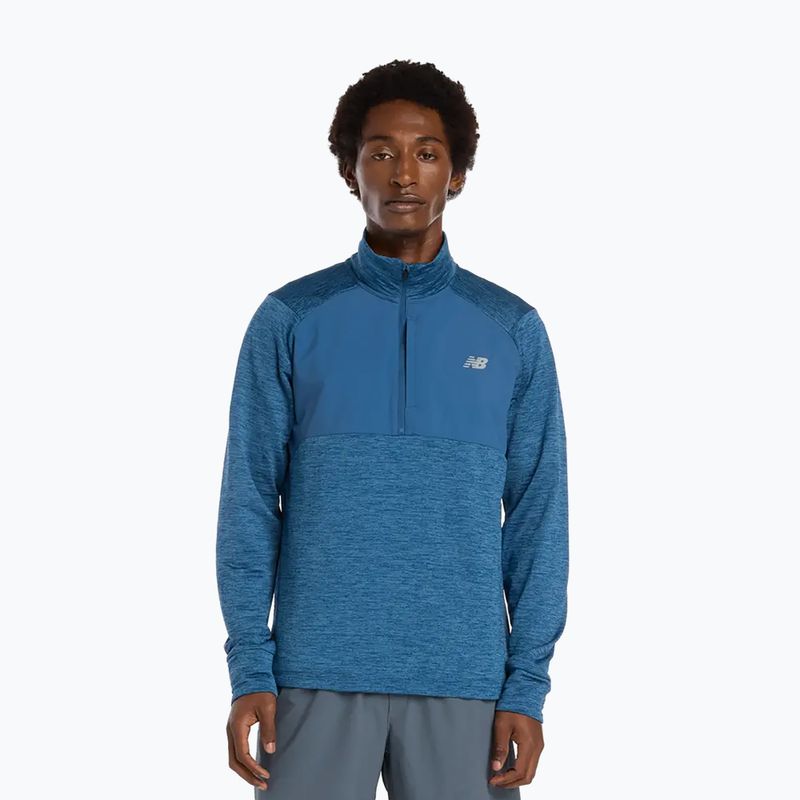 Pánske bežecké tričko longsleeve New Balance Athletics Heat Grid 1/2 Zip dark shoreline