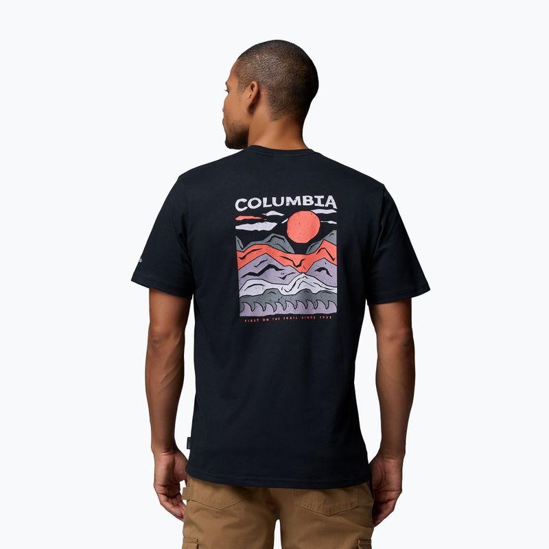 Pánske trekkingové tričko Columbia Explorers Canyon Back black/peaks and waves 3