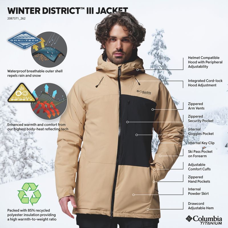 Pánska lyžiarska bunda Columbia Winter District III Canoe/Black 15