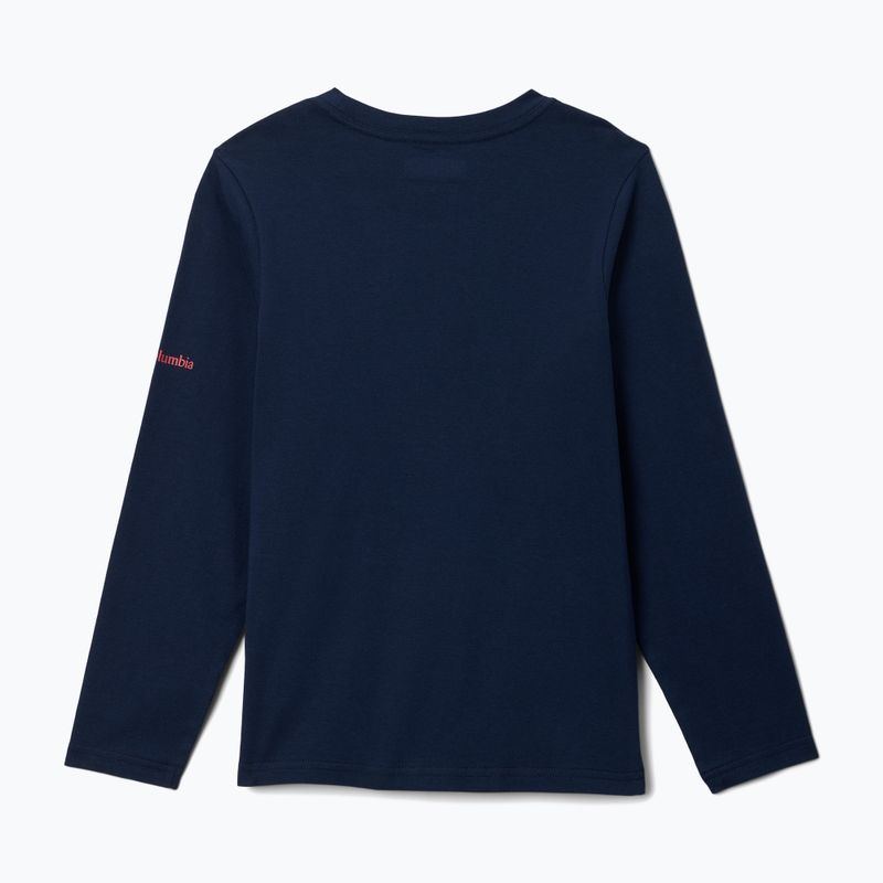 Detské trekingové tričko s dlhým rukávom Columbia Dobson Pass Graphic Tee collegiate navy/hike on 2