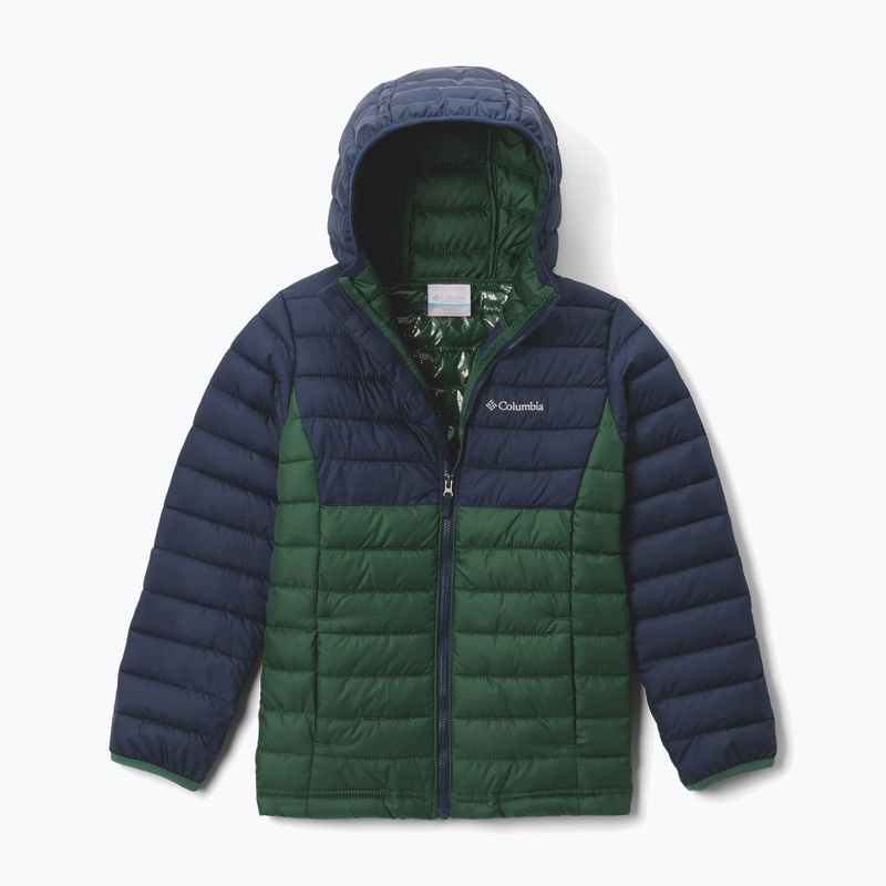 Detská bunda Columbia Powder Lite II Hooded rain forest/collegiate navy 8