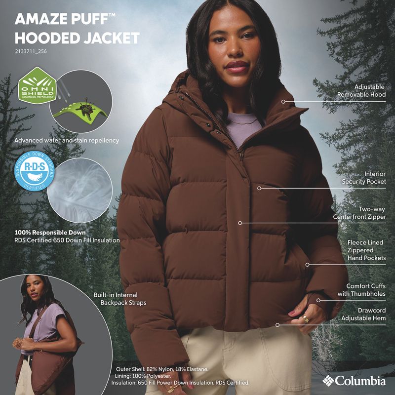 Dámska páperová bunda Columbia Amaze Puff Hooded tobacco 17