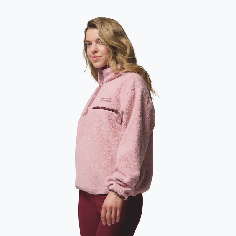 Dámska fleecová mikina Columbia Helvetia II Cropped Half Snap Fleece eraser pink/fig/rich wine 4
