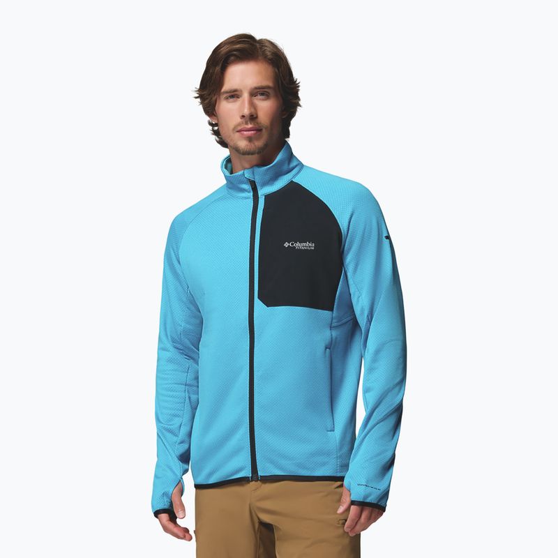 Pánska trekingová mikina Columbia Triple Canyon Grid Fleece Full Zip II compass blue heather/black 5