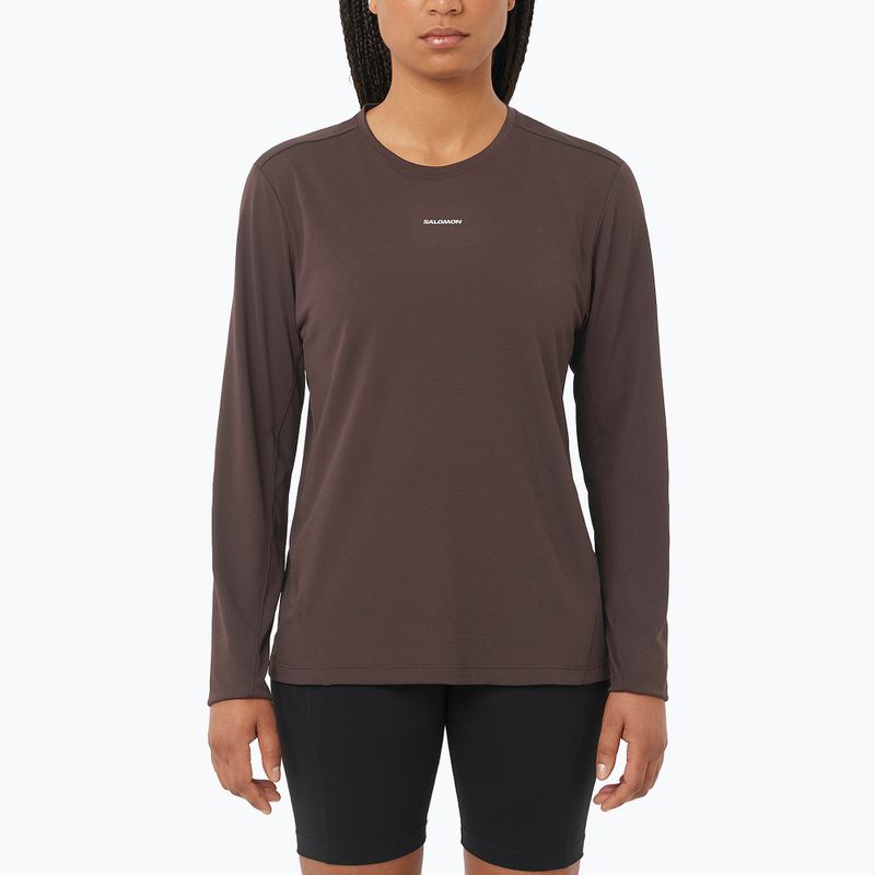 Dámske tričko longsleeve Salomon Shakeout Core coffe bean