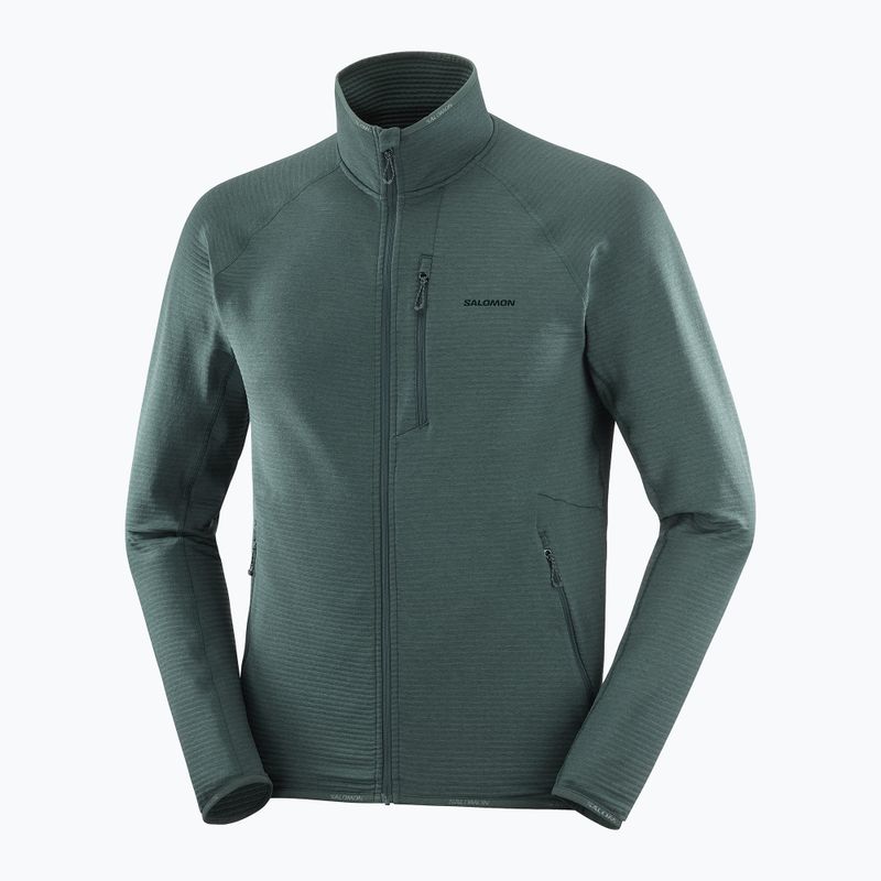 Pánska trekingová mikina Salomon Essential Lighwarm Full Zip green gables 3