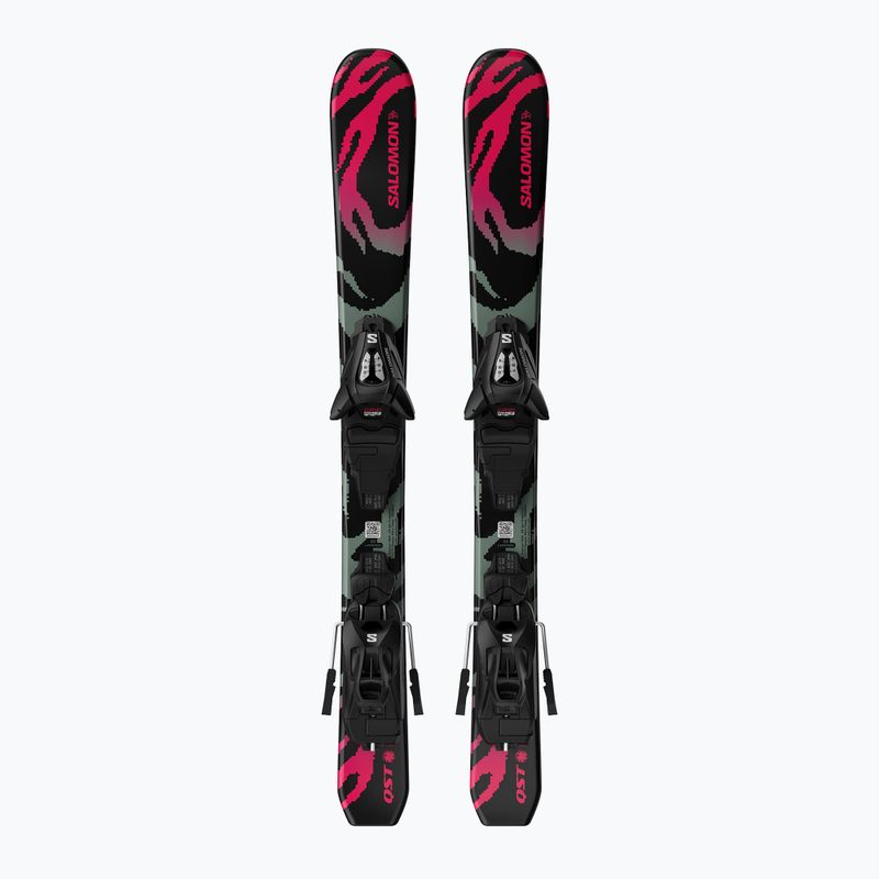 Detské zjazdové lyže + viazanie Salomon QST Jr Black XS + C5 GW black/neon punch 2
