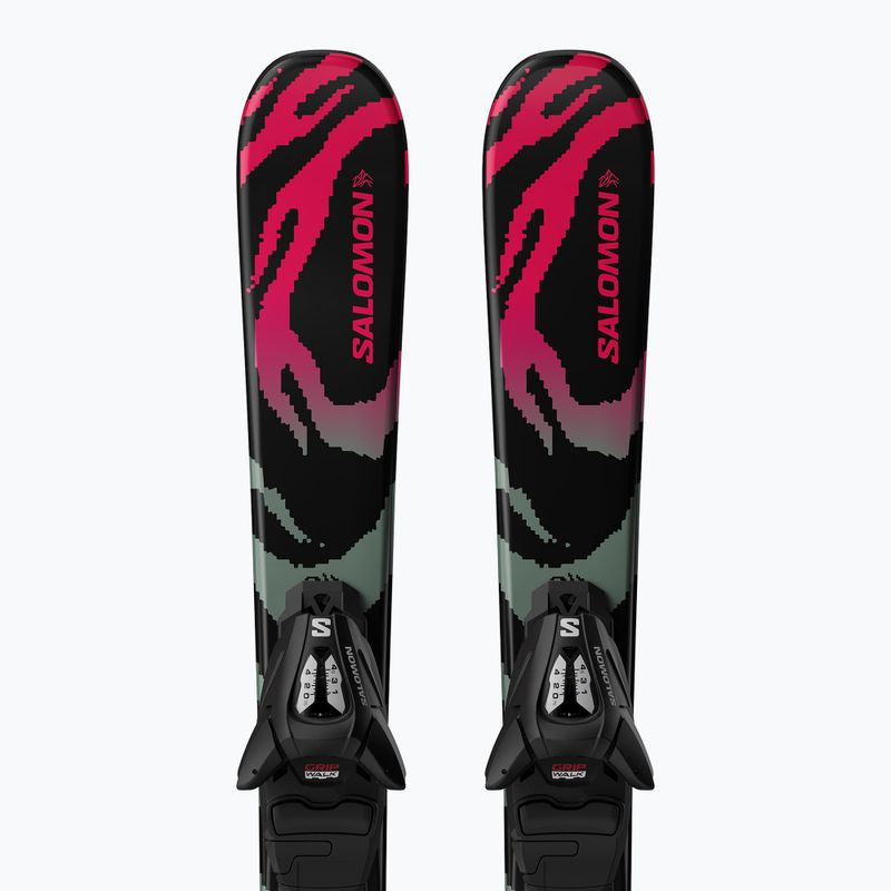 Detské zjazdové lyže + viazanie Salomon QST Jr Black XS + C5 GW black/neon punch 5