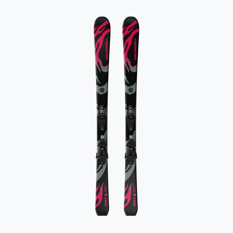 Detské zjazdové lyže + viazanie Salomon QST Jr Black S + C5 GW black/neon punch