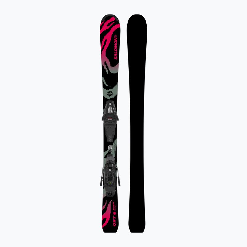 Detské zjazdové lyže + viazanie Salomon QST Jr Black S + C5 GW black/neon punch 3