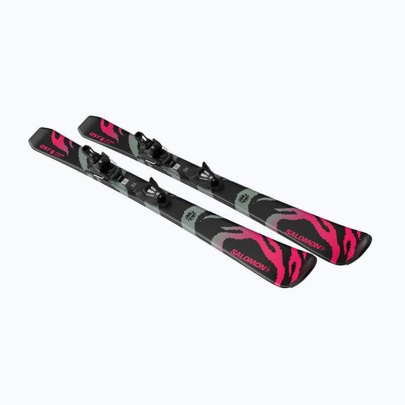 Detské zjazdové lyže + viazanie Salomon QST Jr Black S + C5 GW black/neon punch 4
