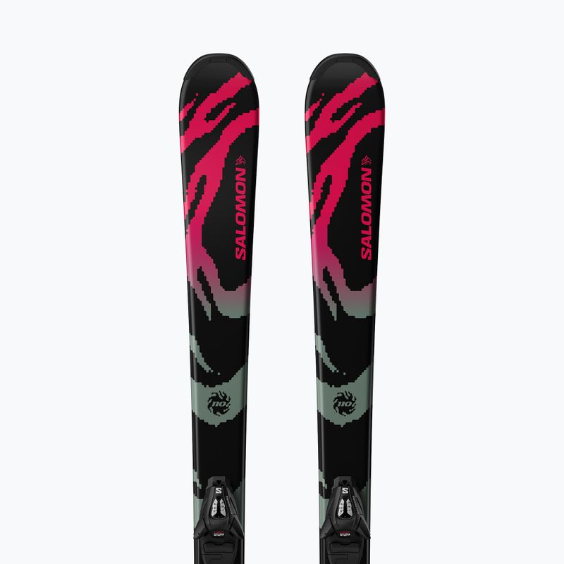 Detské zjazdové lyže + viazanie Salomon QST Jr Black S + C5 GW black/neon punch 5