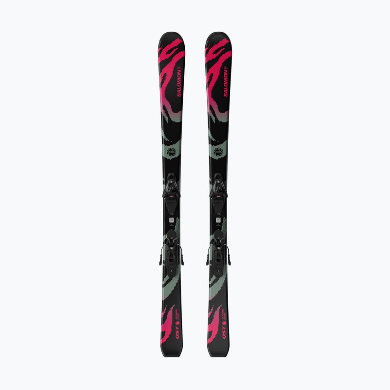 Detské zjazdové lyže + viazanie Salomon QST Jr Black M + L6 GW black/neon punch