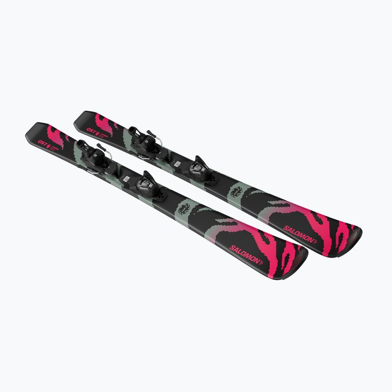 Detské zjazdové lyže + viazanie Salomon QST Jr Black M + L6 GW black/neon punch 4