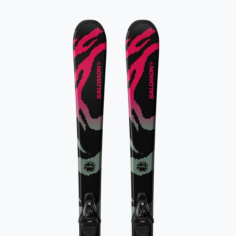 Detské zjazdové lyže + viazanie Salomon QST Jr Black M + L6 GW black/neon punch 5