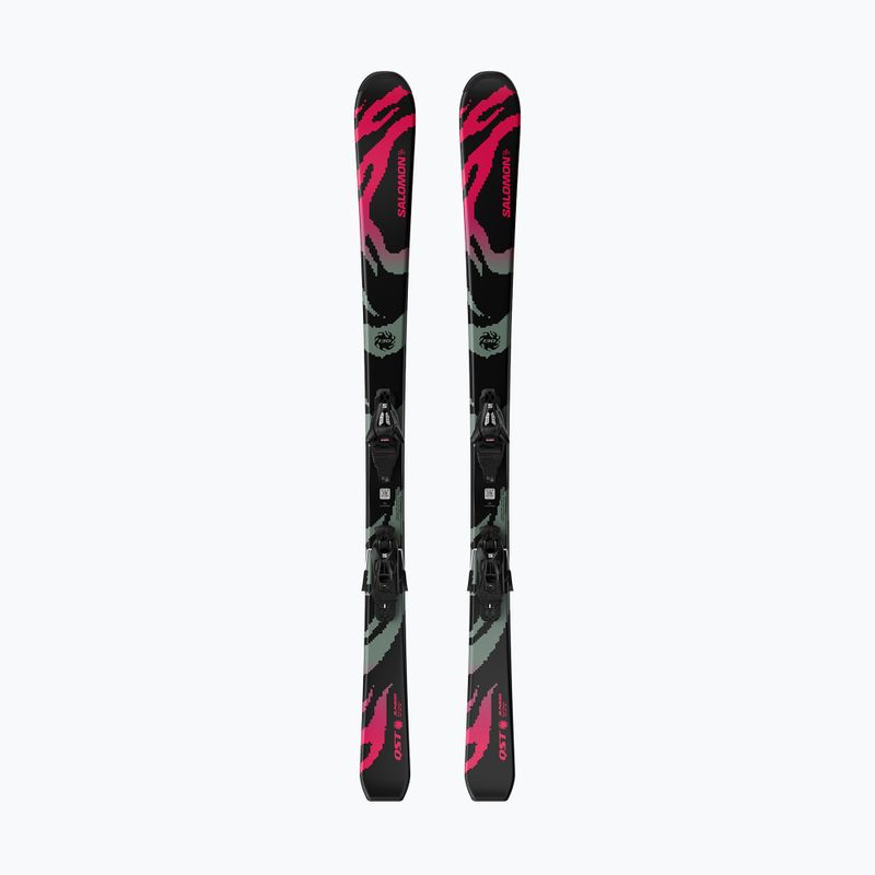 Detské zjazdové lyže + viazanie Salomon QST Jr Black M + C5 GW black/neon punch