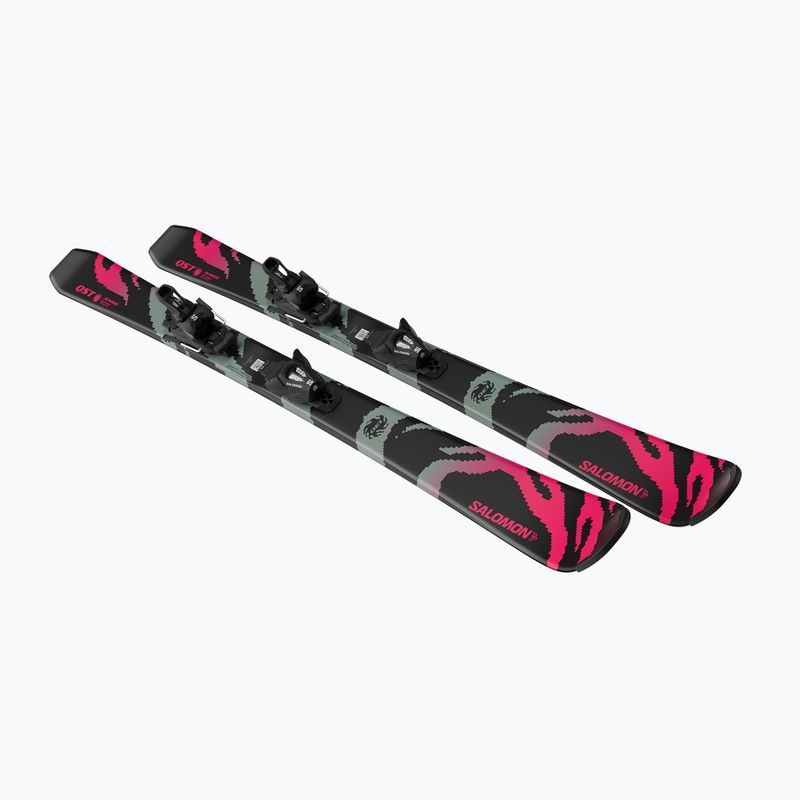 Detské zjazdové lyže + viazanie Salomon QST Jr Black M + C5 GW black/neon punch 4