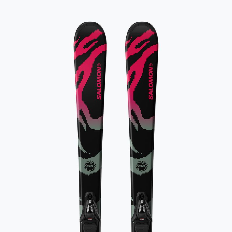 Detské zjazdové lyže + viazanie Salomon QST Jr Black M + C5 GW black/neon punch 5