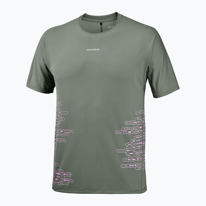 Pánske bežecké tričko Salomon Sense Aero GFX Tee SS castor gray/pink frosting 4
