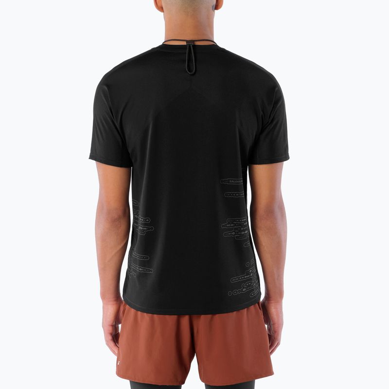 Pánske bežecké tričko Salomon Sense Aero GFX Tee SS deep black/black beauty 2