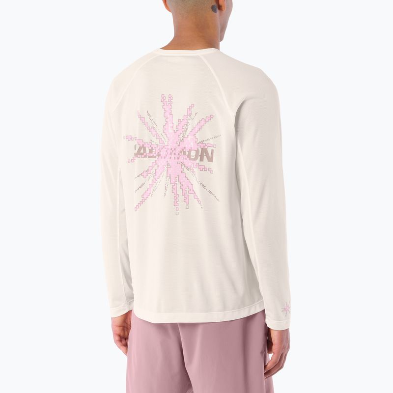 Pánske bežecké tričko longsleeve Salomon Shakeout Core Tee GFX LS whisper white/pink frosting 2